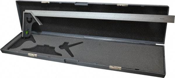 SPI - 2 Piece, 24" Combination Square Set - 1/32 & 1/64" (English/Metric) Graduation, Hardened Steel Blade, Cast Iron Square Head - Eagle Tool & Supply
