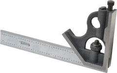 SPI - 2 Piece, 6" Combination Square Set - 1/32 & 1/64" (English/Metric) Graduation, Hardened Steel Blade, Cast Iron Square Head - Eagle Tool & Supply
