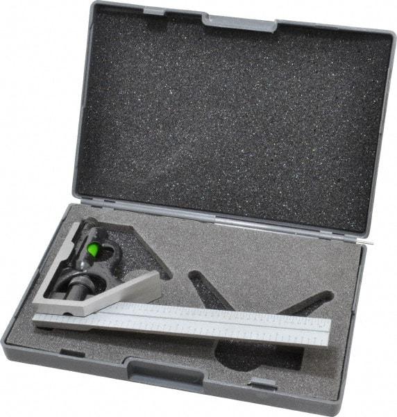 SPI - 2 Piece, 6" Combination Square Set - 1/16, 1/32, 1/64 & 1/8" (4R) Graduation, Hardened Steel Blade, Hardened Steel Square Head - Eagle Tool & Supply