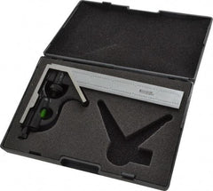 SPI - 2 Piece, 6" Combination Square Set - 1/100, 1/32, 1/50 & 1/64" (16R) Graduation, Hardened Steel Blade, Hardened Steel Square Head - Eagle Tool & Supply