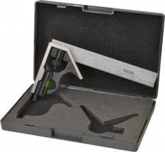 SPI - 2 Piece, 6" Combination Square Set - 1/32 & 1/64" (English/Metric) Graduation, Hardened Steel Blade, Hardened Steel Square Head - Eagle Tool & Supply