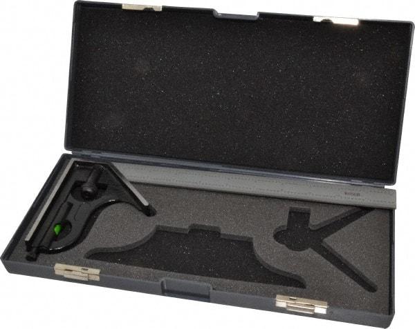 SPI - 2 Piece, 12" Combination Square Set - 1/32 & 1/64" (English/Metric) Graduation, Hardened Steel Blade, Hardened Steel Square Head - Eagle Tool & Supply
