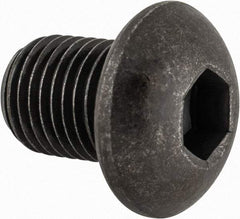 Made in USA - 3/8-24 UNF Hex Socket Drive, Button Screw - Alloy Steel, Black Oxide Finish, Fully Threaded, 1/2" Length Under Head - Eagle Tool & Supply