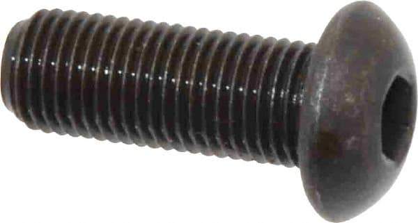 Made in USA - 3/8-24 UNF Hex Socket Drive, Button Screw - Alloy Steel, Black Oxide Finish, Fully Threaded, 1" Length Under Head - Eagle Tool & Supply
