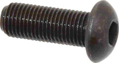 Made in USA - 3/8-24 UNF Hex Socket Drive, Button Screw - Alloy Steel, Black Oxide Finish, Fully Threaded, 1" Length Under Head - Eagle Tool & Supply