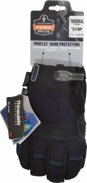 Ergodyne - Size 2XL (11) Amara Cold Protection Work Gloves - For Mechanic's & Lifting, Uncoated, Hook & Loop Cuff, Full Fingered, Black, Paired - Eagle Tool & Supply