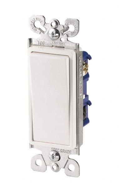 Cooper Wiring Devices - 3 Pole, 120 to 277 VAC, 15 Amp, Commercial Grade, Rocker, Wall and Dimmer Light Switch - 1.44 Inch Wide x 4.19 Inch High, Fluorescent - Eagle Tool & Supply