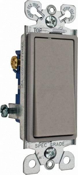 Cooper Wiring Devices - 3 Pole, 120 to 277 VAC, 15 Amp, Commercial Grade, Rocker, Wall and Dimmer Light Switch - 1.44 Inch Wide x 4.19 Inch High, Fluorescent - Eagle Tool & Supply