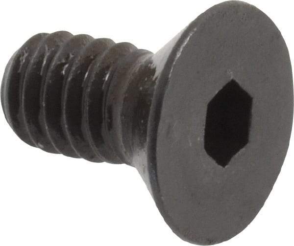 Made in USA - 1/4-20 UNC Hex Socket Drive, 82° Flat Screw - Alloy Steel, Black Oxide Finish, Fully Threaded, 1/2" OAL - Eagle Tool & Supply