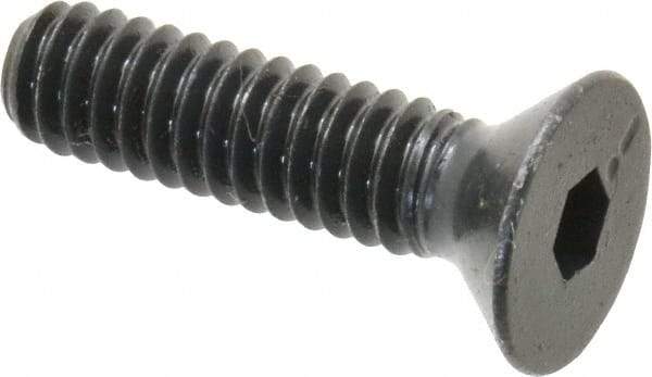 Made in USA - 1/4-20 UNC Hex Socket Drive, 82° Flat Screw - Alloy Steel, Black Oxide Finish, Fully Threaded, 1" OAL - Eagle Tool & Supply