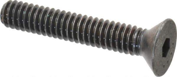 Made in USA - 1/4-20 UNC Hex Socket Drive, 82° Flat Screw - Alloy Steel, Black Oxide Finish, Fully Threaded, 1-1/2" OAL - Eagle Tool & Supply