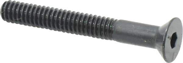 Made in USA - 1/4-20 UNC Hex Socket Drive, 82° Flat Screw - Alloy Steel, Black Oxide Finish, Partially Threaded, 2" OAL - Eagle Tool & Supply