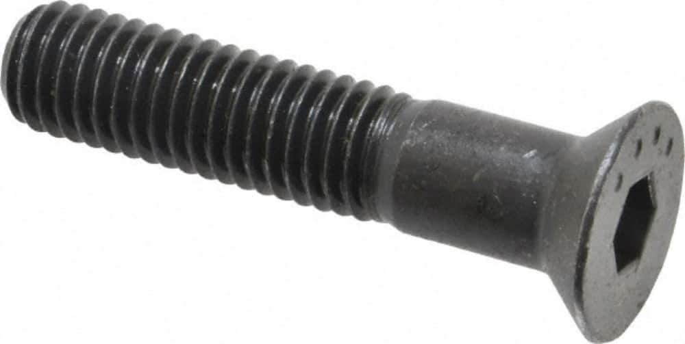 Made in USA - 1/2-13 UNC Hex Socket Drive, 82° Flat Screw - Alloy Steel, Black Oxide Finish, Partially Threaded, 2-1/2" OAL - Eagle Tool & Supply