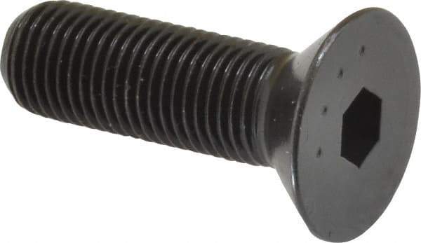 Made in USA - 3/8-24 UNF Hex Socket Drive, 82° Flat Screw - Alloy Steel, Black Oxide Finish, Fully Threaded, 1-1/4" OAL - Eagle Tool & Supply