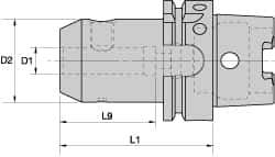 Kennametal - HSK100A Taper Shank 40mm Hole End Mill Holder/Adapter - 90mm Nose Diam, 120mm Projection, Through-Spindle Coolant - Exact Industrial Supply