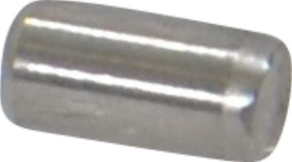 Made in USA - 3/32" Diam x 3/16" Pin Length Grade 8 Alloy Steel Standard Dowel Pin - Bright Finish, 1 Beveled & 1 Rounded End - Eagle Tool & Supply