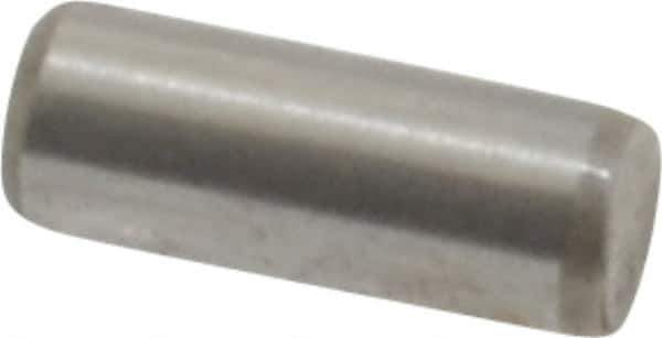 Made in USA - 3/32" Diam x 1/4" Pin Length Grade 8 Alloy Steel Standard Dowel Pin - Bright Finish, 1 Beveled & 1 Rounded End - Eagle Tool & Supply