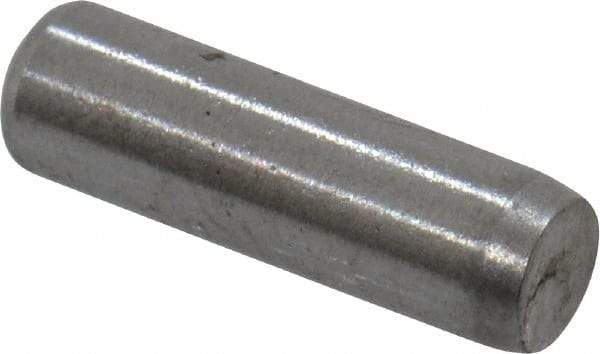 Made in USA - 3/32" Diam x 5/16" Pin Length Grade 8 Alloy Steel Standard Dowel Pin - Bright Finish, 1 Beveled & 1 Rounded End - Eagle Tool & Supply