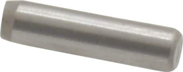 Made in USA - 3/32" Diam x 3/8" Pin Length Grade 8 Alloy Steel Standard Dowel Pin - Bright Finish, 1 Beveled & 1 Rounded End - Eagle Tool & Supply