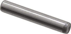 Made in USA - 1/8" Diam x 3/4" Pin Length Grade 8 Alloy Steel Standard Dowel Pin - Bright Finish, C 47-58 & C 60 (Surface) Hardness, 1,840 Lb (Single Shear), 3,680 Lb (Double Shear) Breaking Strength, 1 Beveled & 1 Rounded End - Eagle Tool & Supply