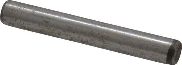 Made in USA - 1/8" Diam x 7/8" Pin Length Grade 8 Alloy Steel Standard Dowel Pin - Bright Finish, C 47-58 & C 60 (Surface) Hardness, 1,840 Lb (Single Shear), 3,680 Lb (Double Shear) Breaking Strength, 1 Beveled & 1 Rounded End - Eagle Tool & Supply