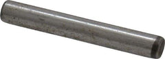 Made in USA - 1/8" Diam x 7/8" Pin Length Grade 8 Alloy Steel Standard Dowel Pin - Bright Finish, C 47-58 & C 60 (Surface) Hardness, 1,840 Lb (Single Shear), 3,680 Lb (Double Shear) Breaking Strength, 1 Beveled & 1 Rounded End - Eagle Tool & Supply