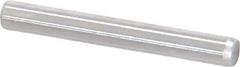 Made in USA - 1/8" Diam x 1" Pin Length Grade 8 Alloy Steel Standard Dowel Pin - Bright Finish, C 47-58 & C 60 (Surface) Hardness, 1,840 Lb (Single Shear), 3,680 Lb (Double Shear) Breaking Strength, 1 Beveled & 1 Rounded End - Eagle Tool & Supply