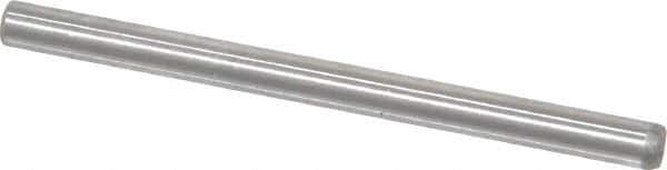 Made in USA - 1/8" Diam x 1-3/4" Pin Length Grade 8 Alloy Steel Standard Dowel Pin - Bright Finish, C 47-58 & C 60 (Surface) Hardness, 1,840 Lb (Single Shear), 3,680 Lb (Double Shear) Breaking Strength, 1 Beveled & 1 Rounded End - Eagle Tool & Supply