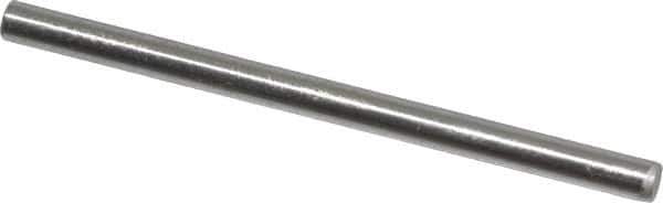 Made in USA - 1/8" Diam x 2" Pin Length Grade 8 Alloy Steel Standard Dowel Pin - Bright Finish, C 47-58 & C 60 (Surface) Hardness, 1,840 Lb (Single Shear), 3,680 Lb (Double Shear) Breaking Strength, 1 Beveled & 1 Rounded End - Eagle Tool & Supply