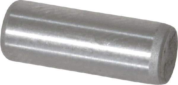 Made in USA - 3/16" Diam x 1/2" Pin Length Grade 8 Alloy Steel Standard Dowel Pin - Bright Finish, C 47-58 & C 60 (Surface) Hardness, 4,150 Lb (Single Shear), 8,300 Lb (Double Shear) Breaking Strength, 1 Beveled & 1 Rounded End - Eagle Tool & Supply