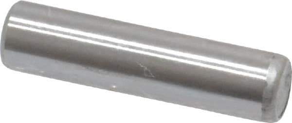 Made in USA - 3/16" Diam x 3/4" Pin Length Grade 8 Alloy Steel Standard Dowel Pin - Bright Finish, C 47-58 & C 60 (Surface) Hardness, 4,150 Lb (Single Shear), 8,300 Lb (Double Shear) Breaking Strength, 1 Beveled & 1 Rounded End - Eagle Tool & Supply