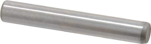 Made in USA - 3/16" Diam x 1-1/4" Pin Length Grade 8 Alloy Steel Standard Dowel Pin - Bright Finish, C 47-58 & C 60 (Surface) Hardness, 4,150 Lb (Single Shear), 8,300 Lb (Double Shear) Breaking Strength, 1 Beveled & 1 Rounded End - Eagle Tool & Supply