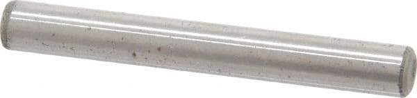Made in USA - 3/16" Diam x 1-1/2" Pin Length Grade 8 Alloy Steel Standard Dowel Pin - Bright Finish, C 47-58 & C 60 (Surface) Hardness, 4,150 Lb (Single Shear), 8,300 Lb (Double Shear) Breaking Strength, 1 Beveled & 1 Rounded End - Eagle Tool & Supply