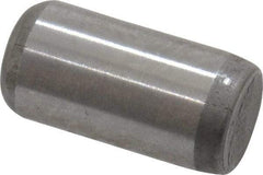 Made in USA - 1/4" Diam x 1/2" Pin Length Grade 8 Alloy Steel Standard Dowel Pin - Bright Finish, C 47-58 & C 60 (Surface) Hardness, 14,720 Lb (Double Shear), 7,360 Lb (Single Shear) Breaking Strength, 1 Beveled & 1 Rounded End - Eagle Tool & Supply