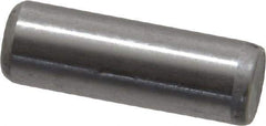 Made in USA - 1/4" Diam x 3/4" Pin Length Grade 8 Alloy Steel Standard Dowel Pin - Bright Finish, C 47-58 & C 60 (Surface) Hardness, 14,720 Lb (Double Shear), 7,360 Lb (Single Shear) Breaking Strength, 1 Beveled & 1 Rounded End - Eagle Tool & Supply