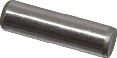 Made in USA - 1/4" Diam x 7/8" Pin Length Grade 8 Alloy Steel Standard Dowel Pin - Bright Finish, C 47-58 & C 60 (Surface) Hardness, 14,720 Lb (Double Shear), 7,360 Lb (Single Shear) Breaking Strength, 1 Beveled & 1 Rounded End - Eagle Tool & Supply