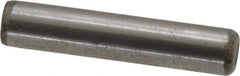 Made in USA - 1/4" Diam x 1-1/4" Pin Length Grade 8 Alloy Steel Standard Dowel Pin - Bright Finish, C 47-58 & C 60 (Surface) Hardness, 14,720 Lb (Double Shear), 7,360 Lb (Single Shear) Breaking Strength, 1 Beveled & 1 Rounded End - Eagle Tool & Supply