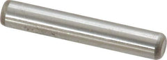 Made in USA - 1/4" Diam x 1-1/2" Pin Length Grade 8 Alloy Steel Standard Dowel Pin - Bright Finish, C 47-58 & C 60 (Surface) Hardness, 14,720 Lb (Double Shear), 7,360 Lb (Single Shear) Breaking Strength, 1 Beveled & 1 Rounded End - Eagle Tool & Supply