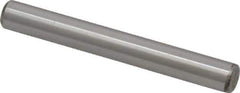 Made in USA - 1/4" Diam x 2" Pin Length Grade 8 Alloy Steel Standard Dowel Pin - Bright Finish, C 47-58 & C 60 (Surface) Hardness, 14,720 Lb (Double Shear), 7,360 Lb (Single Shear) Breaking Strength, 1 Beveled & 1 Rounded End - Eagle Tool & Supply