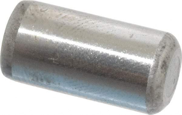 Made in USA - 5/16" Diam x 5/8" Pin Length Grade 8 Alloy Steel Standard Dowel Pin - Bright Finish, C 47-58 & C 60 (Surface) Hardness, 11,500 Lb (Single Shear), 23,000 Lb (Double Shear) Breaking Strength, 1 Beveled & 1 Rounded End - Eagle Tool & Supply