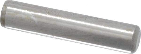 Made in USA - 5/16" Diam x 1-1/2" Pin Length Grade 8 Alloy Steel Standard Dowel Pin - Bright Finish, C 47-58 & C 60 (Surface) Hardness, 11,500 Lb (Single Shear), 23,000 Lb (Double Shear) Breaking Strength, 1 Beveled & 1 Rounded End - Eagle Tool & Supply