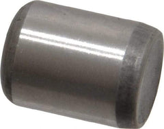 Made in USA - 3/8" Diam x 1/2" Pin Length Grade 8 Alloy Steel Standard Dowel Pin - Bright Finish, C 47-58 & C 60 (Surface) Hardness, 16,550 Lb (Single Shear), 33,100 Lb (Double Shear) Breaking Strength, 1 Beveled & 1 Rounded End - Eagle Tool & Supply