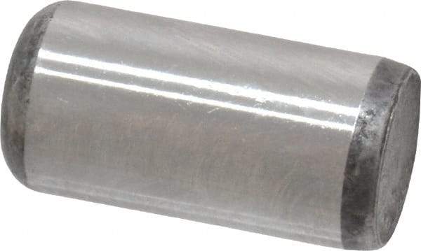 Made in USA - 3/8" Diam x 3/4" Pin Length Grade 8 Alloy Steel Standard Dowel Pin - Bright Finish, C 47-58 & C 60 (Surface) Hardness, 16,550 Lb (Single Shear), 33,100 Lb (Double Shear) Breaking Strength, 1 Beveled & 1 Rounded End - Eagle Tool & Supply