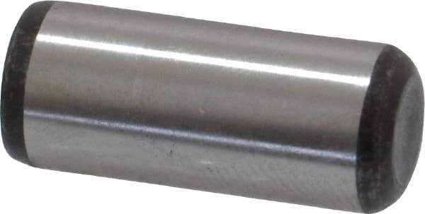 Made in USA - 3/8" Diam x 7/8" Pin Length Grade 8 Alloy Steel Standard Dowel Pin - Bright Finish, C 47-58 & C 60 (Surface) Hardness, 16,550 Lb (Single Shear), 33,100 Lb (Double Shear) Breaking Strength, 1 Beveled & 1 Rounded End - Eagle Tool & Supply