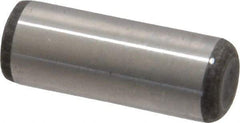 Made in USA - 3/8" Diam x 1" Pin Length Grade 8 Alloy Steel Standard Dowel Pin - Bright Finish, C 47-58 & C 60 (Surface) Hardness, 16,550 Lb (Single Shear), 33,100 Lb (Double Shear) Breaking Strength, 1 Beveled & 1 Rounded End - Eagle Tool & Supply