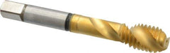 Guhring - 1/2-13 UNC 2 Flute 2B Modified Bottoming Spiral Flute Tap - Cobalt, TiN Finish, 3.381" OAL, Right Hand Flute, Right Hand Thread, Series 3934 - Eagle Tool & Supply