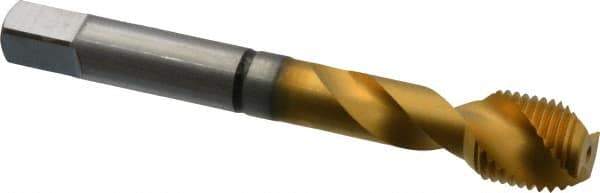 Guhring - 1/2-20 UNF 2 Flute 2B Modified Bottoming Spiral Flute Tap - Cobalt, TiN Finish, 3.381" OAL, Right Hand Flute, Right Hand Thread, Series 3935 - Eagle Tool & Supply