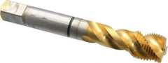 Guhring - 5/8-18 UNF 3 Flute 2B Modified Bottoming Spiral Flute Tap - Cobalt, TiN Finish, 3.811" OAL, Right Hand Flute, Right Hand Thread, Series 3935 - Eagle Tool & Supply