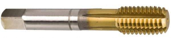 Guhring - M10x1.50 Metric Coarse 6HX Modified Bottoming Thread Forming Tap - Cobalt, TiN Finish, 2.941" OAL, 0.63" Thread Length, Right Hand Thread, Series 3939 - Eagle Tool & Supply
