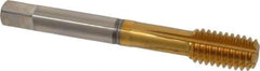 Guhring - 7/16-14 UNC 2BX H9/H10 Thread Limit Modified Bottoming Thread Forming Tap - Cobalt, TiN Finish, 3-5/32" OAL, 0.709" Thread Length, Right Hand Thread, Series 3940 - Eagle Tool & Supply